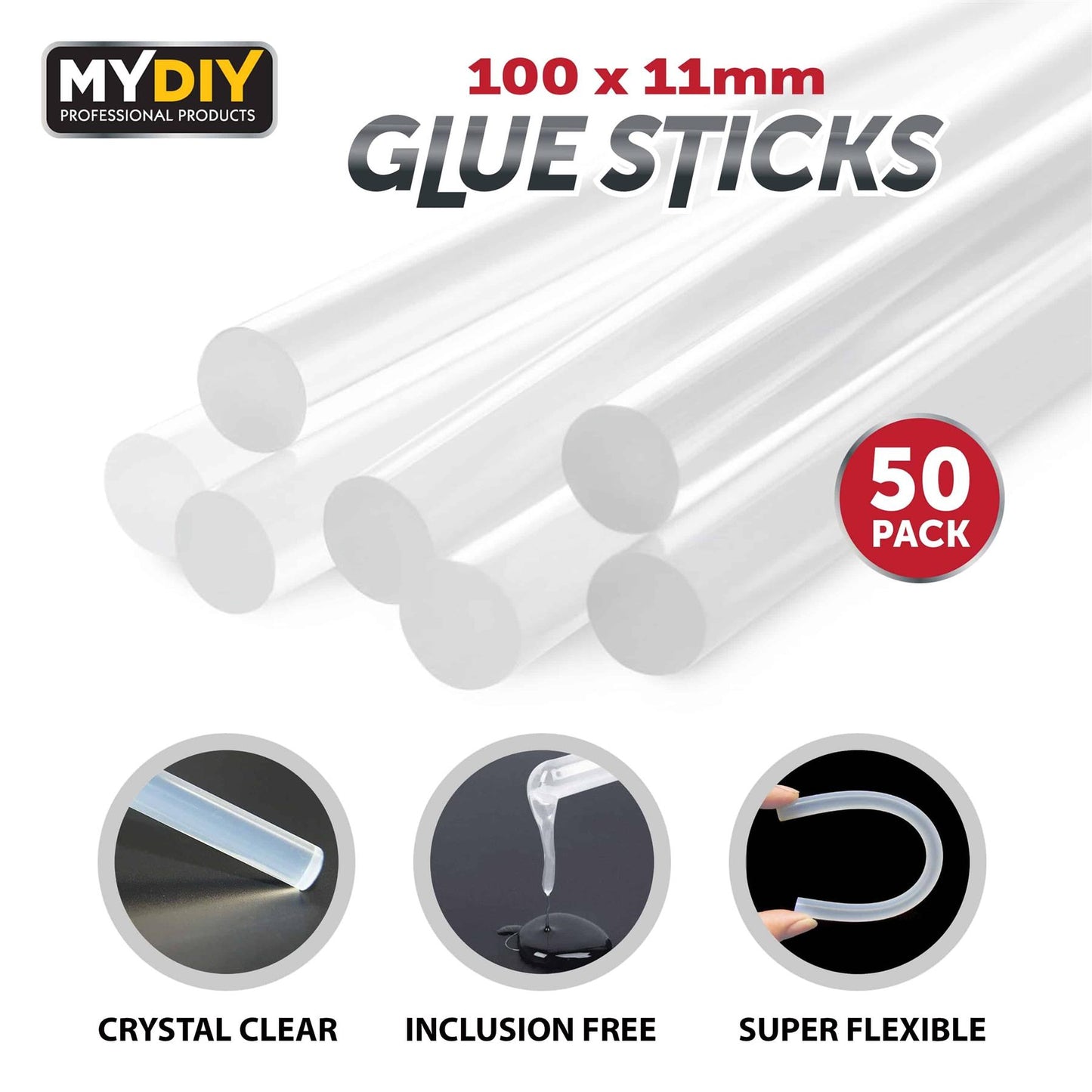 50pcs High-Temperature Resistant Hot Melt Glue Sticks - Strong Adhesive, Transparent, 100 x 11mm Lengths For DIY Crafts, Plastic/Ceramic/Gypsum Board/Window Repair, And More, Hot Glue Sticks
