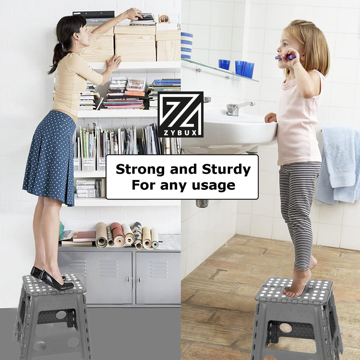Folding Box Stool Multi Purpose Seat Plastic Collapsible Stepping Tool, Portable - ZYBUX