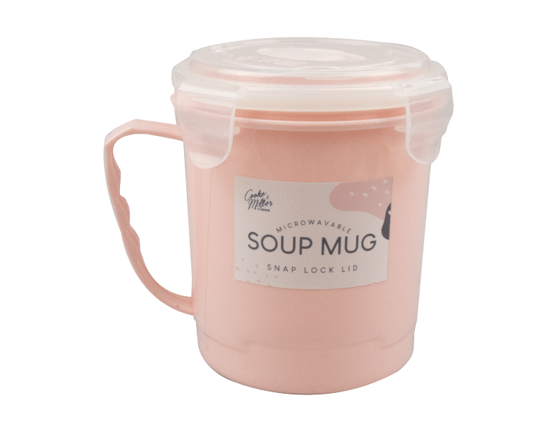 2 x Microwave Soup Mug 650ml Plastic Cup Container Hot Drink Food Pasta Porridge - ZYBUX