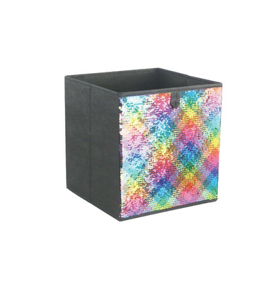 2x Cube Folding Basket Foldable Collapsible Storage Box Fabric Toy Organiser - ZYBUX