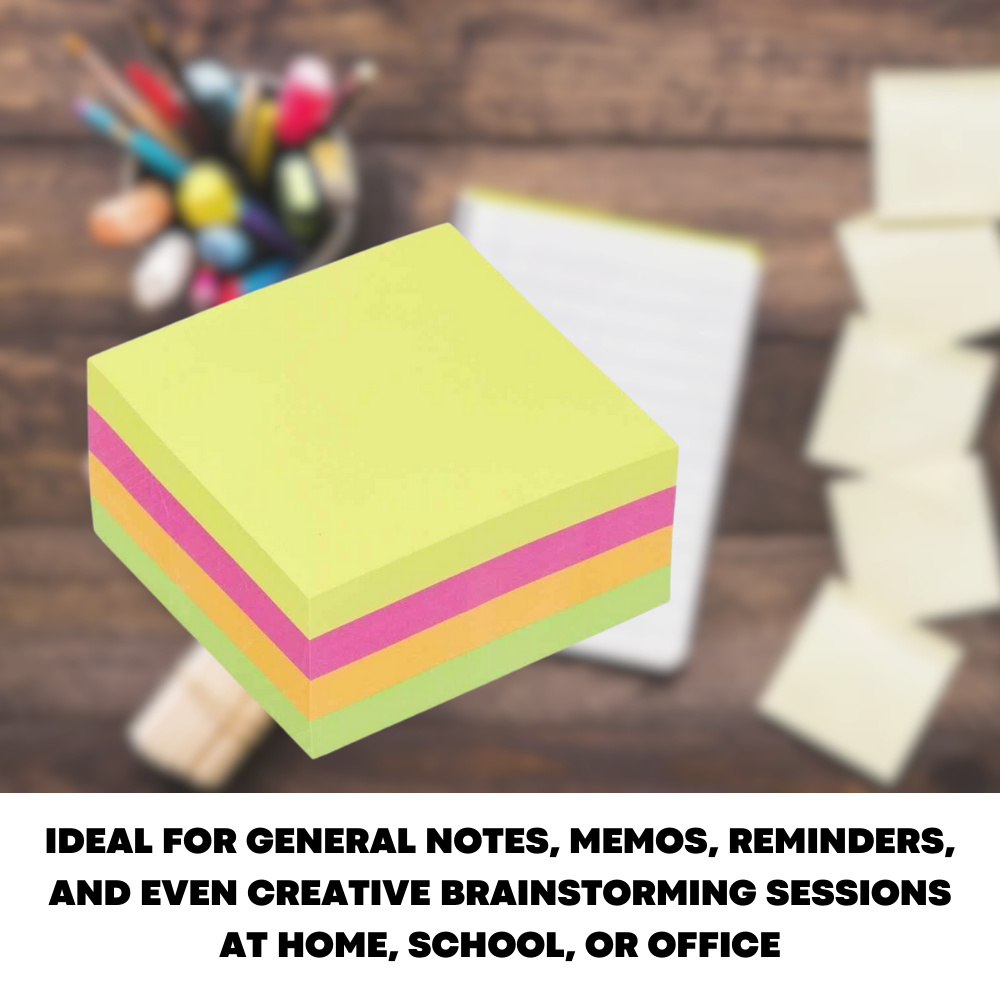 40 PCS Sticky Notes Removable Self Adhesive 76mm Neon Colour Paper Post Memo Pad - ZYBUX