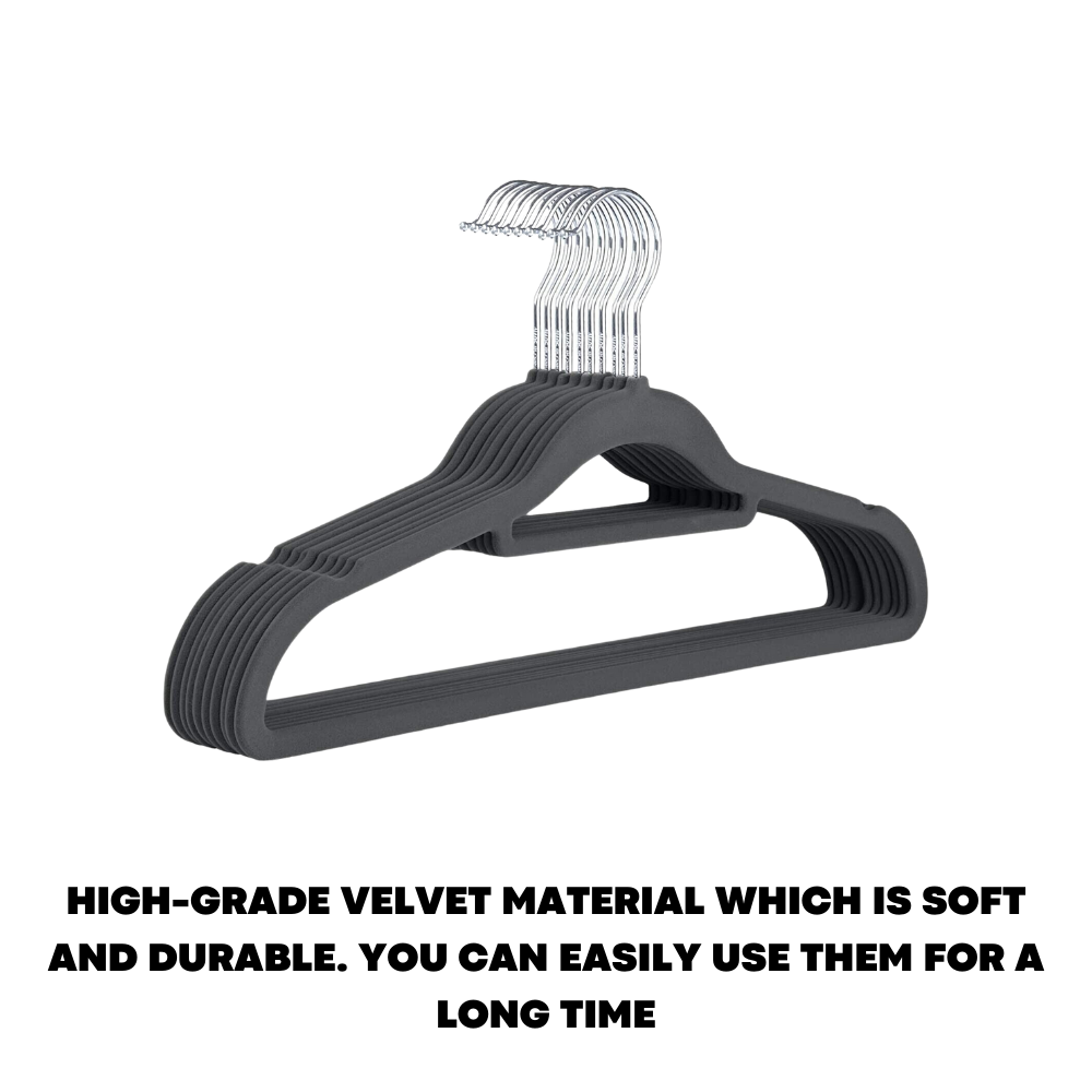 Non-Slip Velvet Adult Clothes Hanger Space Saving Wardrobe Coat Hangers, 20x - ZYBUX