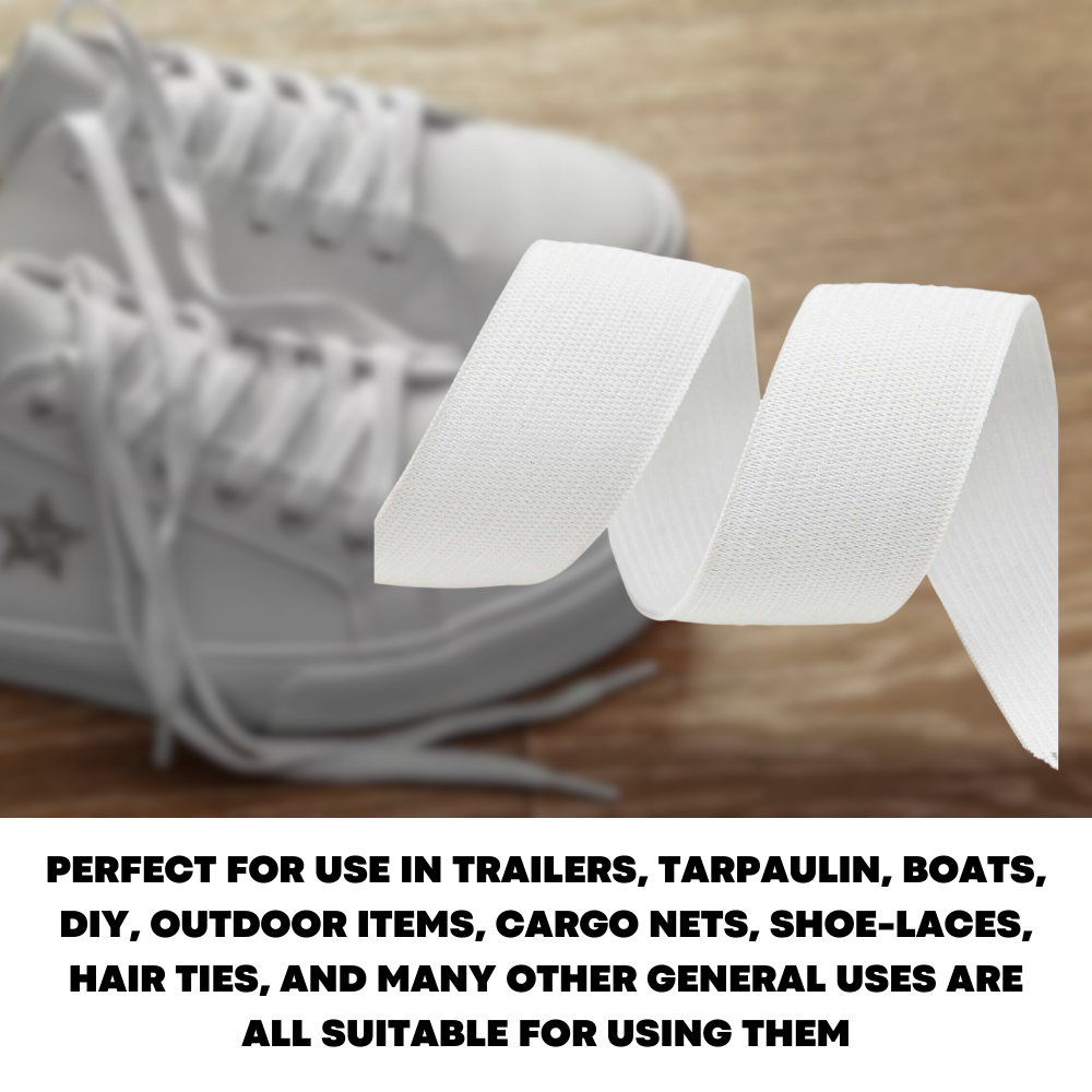 Flat White Heavy Duty Rubber Bands 8mm 12mm 25mm