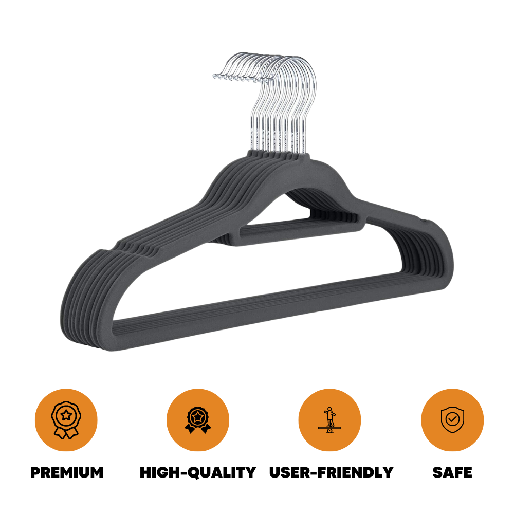 Non-Slip Velvet Adult Clothes Hanger Space Saving Wardrobe Coat Hangers, 20x - ZYBUX