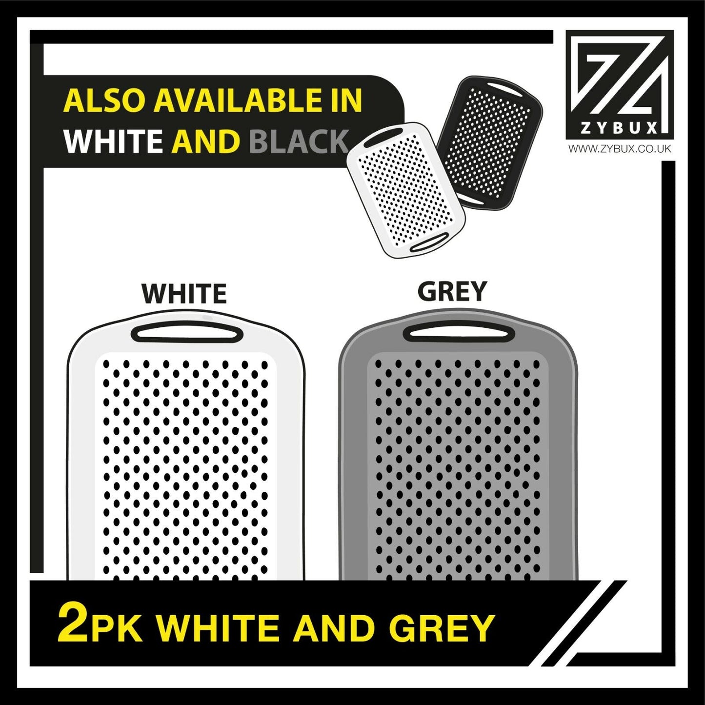 2x Serving Tray Anti-Slip Plastic Rubber Grip Lap Tray Serve Food Dinner Drinks - ZYBUX