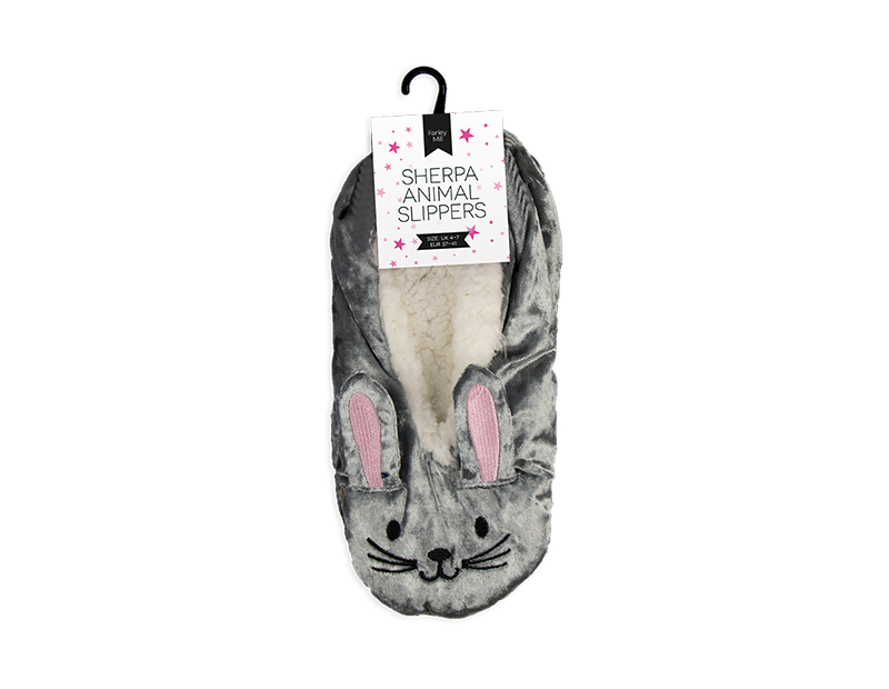 Ladies 3D Slippers Animal Design Sherpa Fleece Lined Gripper Soles Womens 4-7