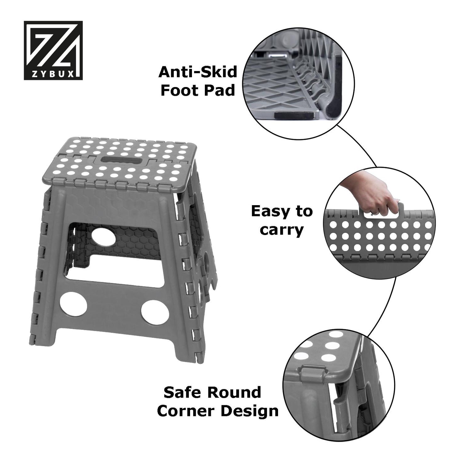 Folding Box Stool Multi Purpose Seat Plastic Collapsible Stepping Tool, Portable - ZYBUX
