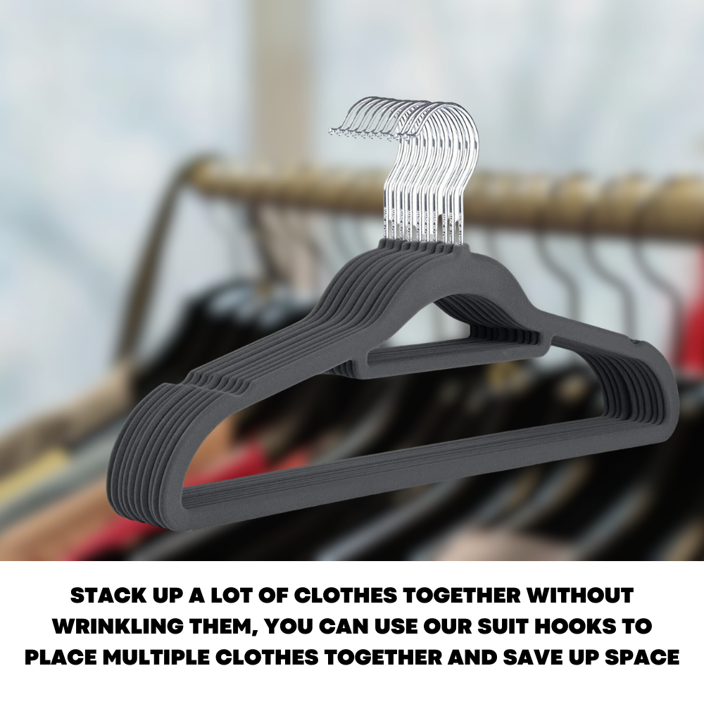 Non-Slip Velvet Adult Clothes Hanger Space Saving Wardrobe Coat Hangers, 20x - ZYBUX