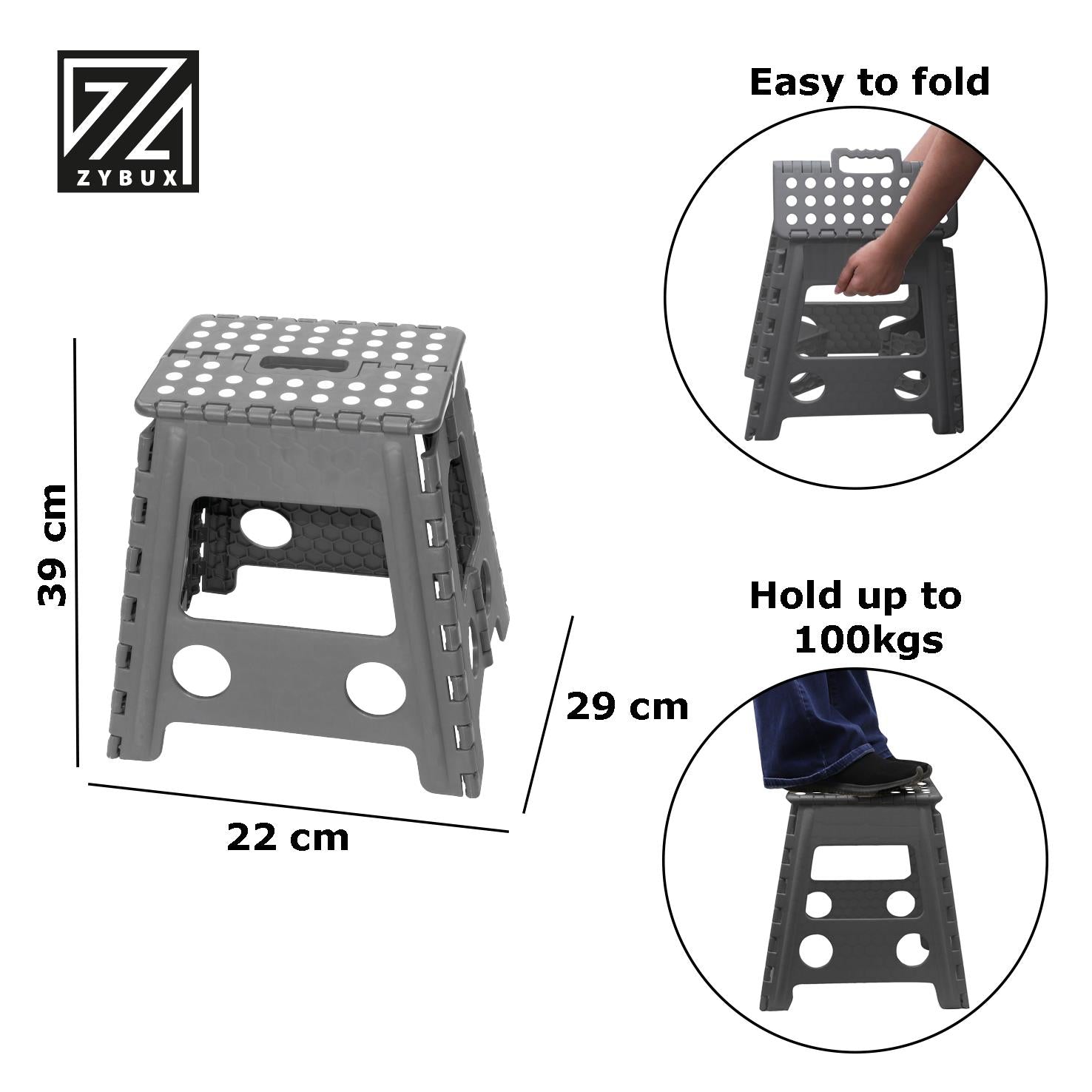 Folding Box Stool Multi Purpose Seat Plastic Collapsible Stepping Tool, Portable - ZYBUX
