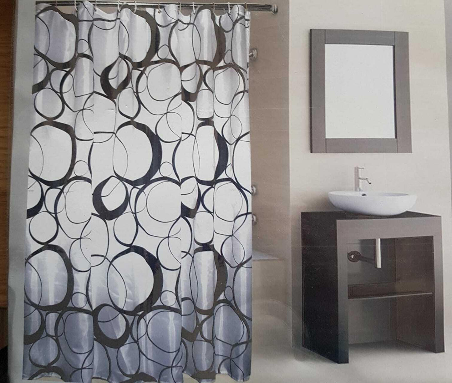 Luxury Modern Bathroom Shower Liner Curtains Extra Long with Hooks 180 x 180cm