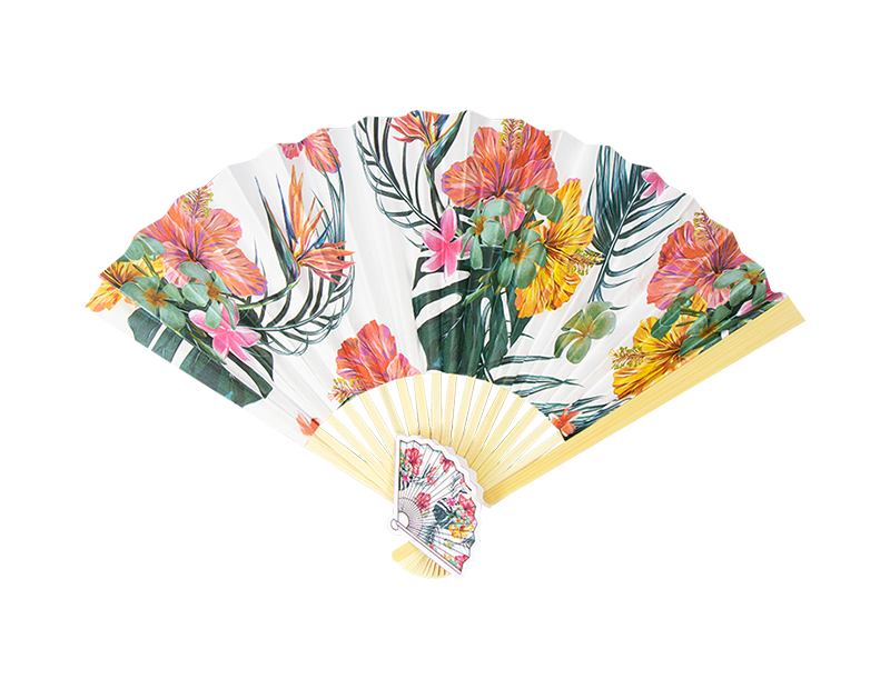 Floral Hand Fan Folding Decorative Summer Theme Bamboo Paper Fan Wedding Party - ZYBUX
