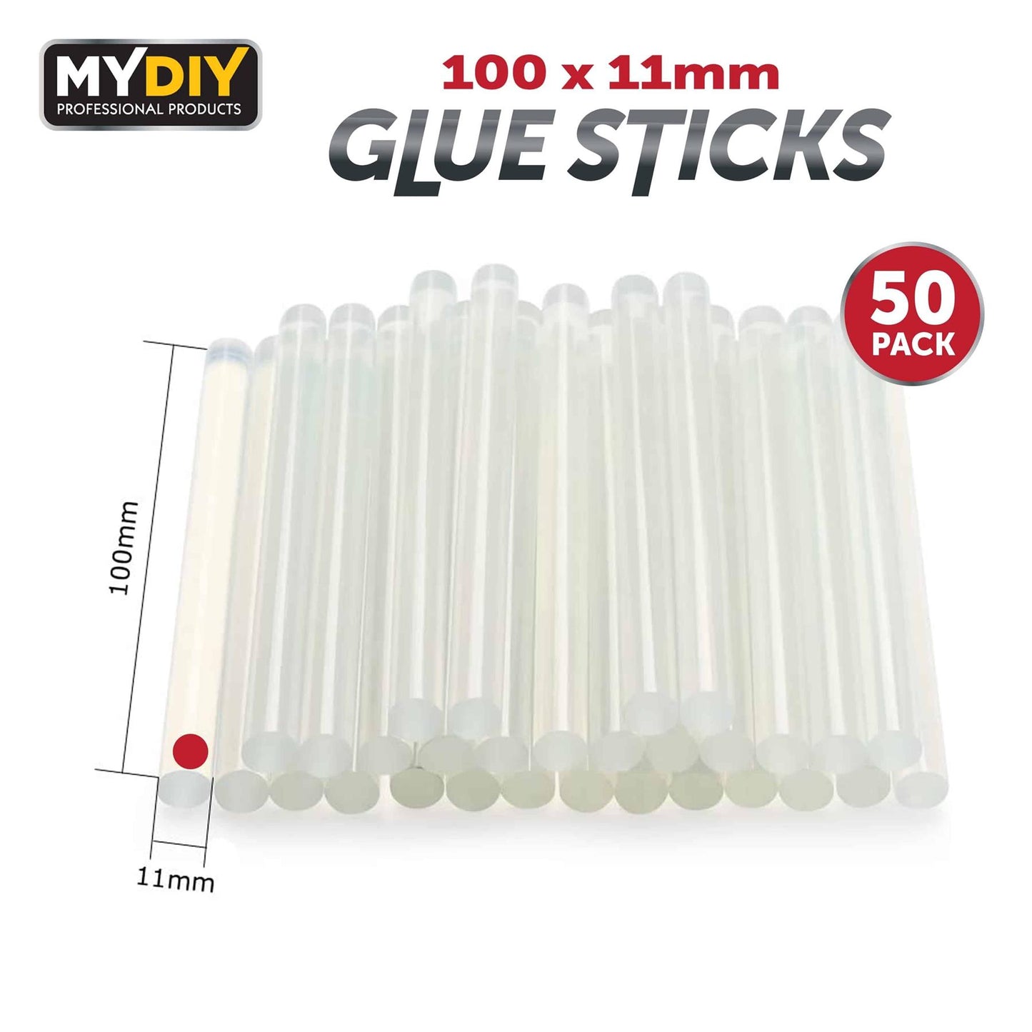 50pcs High-Temperature Resistant Hot Melt Glue Sticks - Strong Adhesive, Transparent, 100 x 11mm Lengths For DIY Crafts, Plastic/Ceramic/Gypsum Board/Window Repair, And More, Hot Glue Sticks