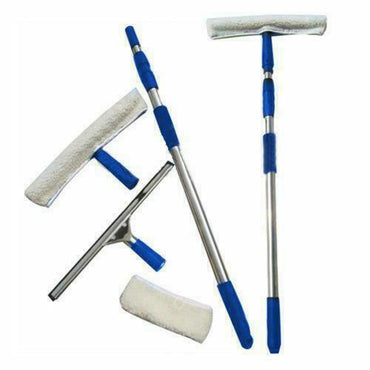 Window Cleaner Mop Wipe Tool Set Squeegee Pole Cleaning Kit Telescopic Extension - ZYBUX