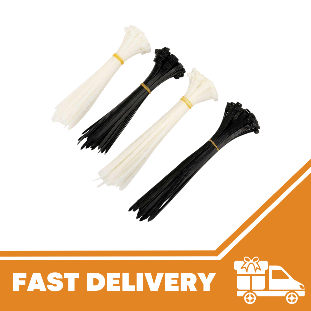 48x Cable Plastic Ties Zip Cord For Heavy Duty Organisation