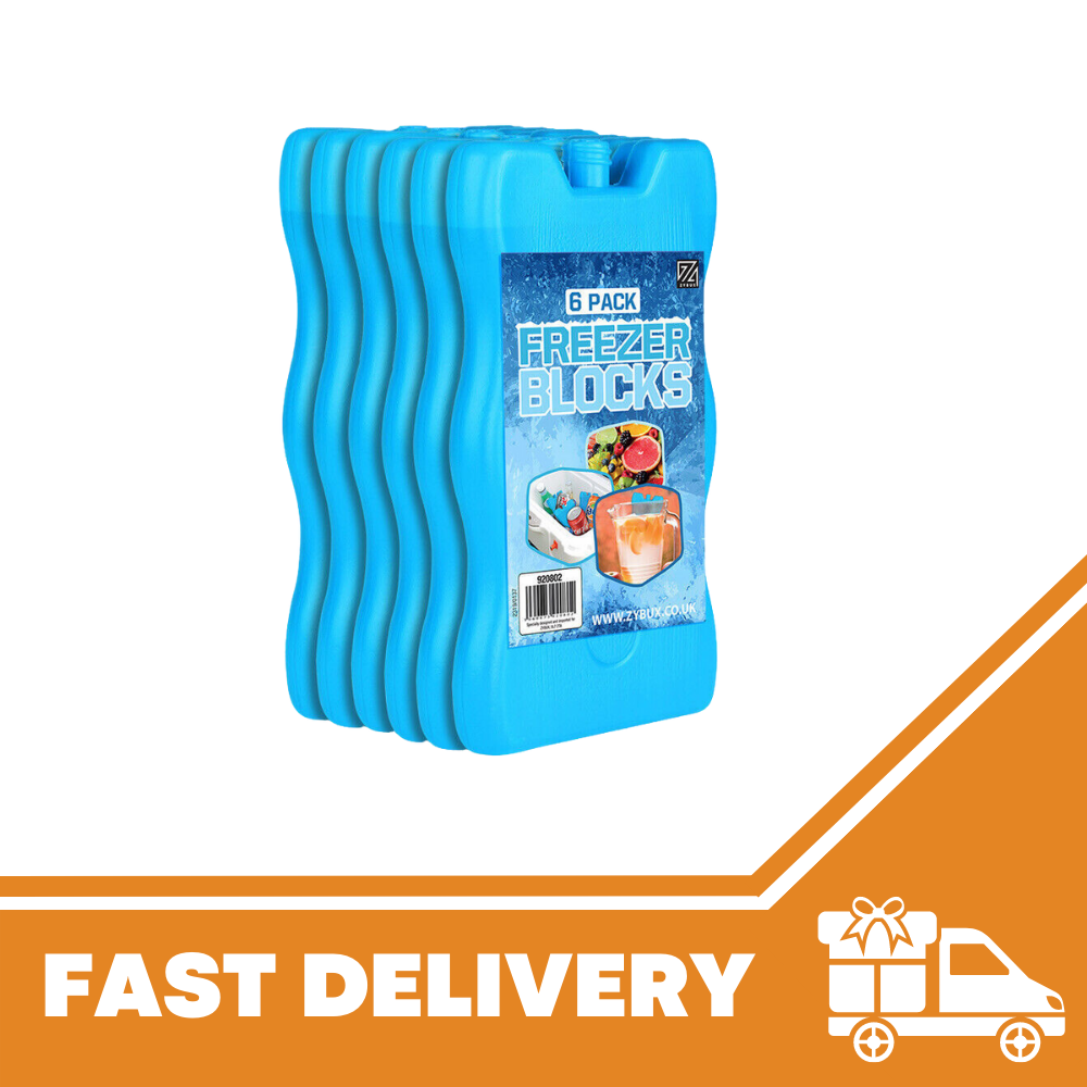 6x Freezer Block Reusable Ice Packs For Lunch Bag, Travel, Picnic