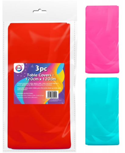 3 Pack Disposable Plastic Table Covers For Easy Cleaning