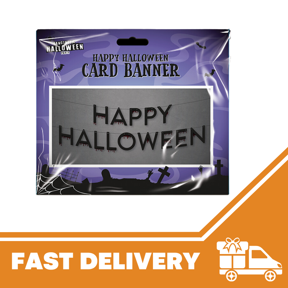 Happy Halloween Card Banner House Props Party Decoration Hanging Poster Placard - ZYBUX