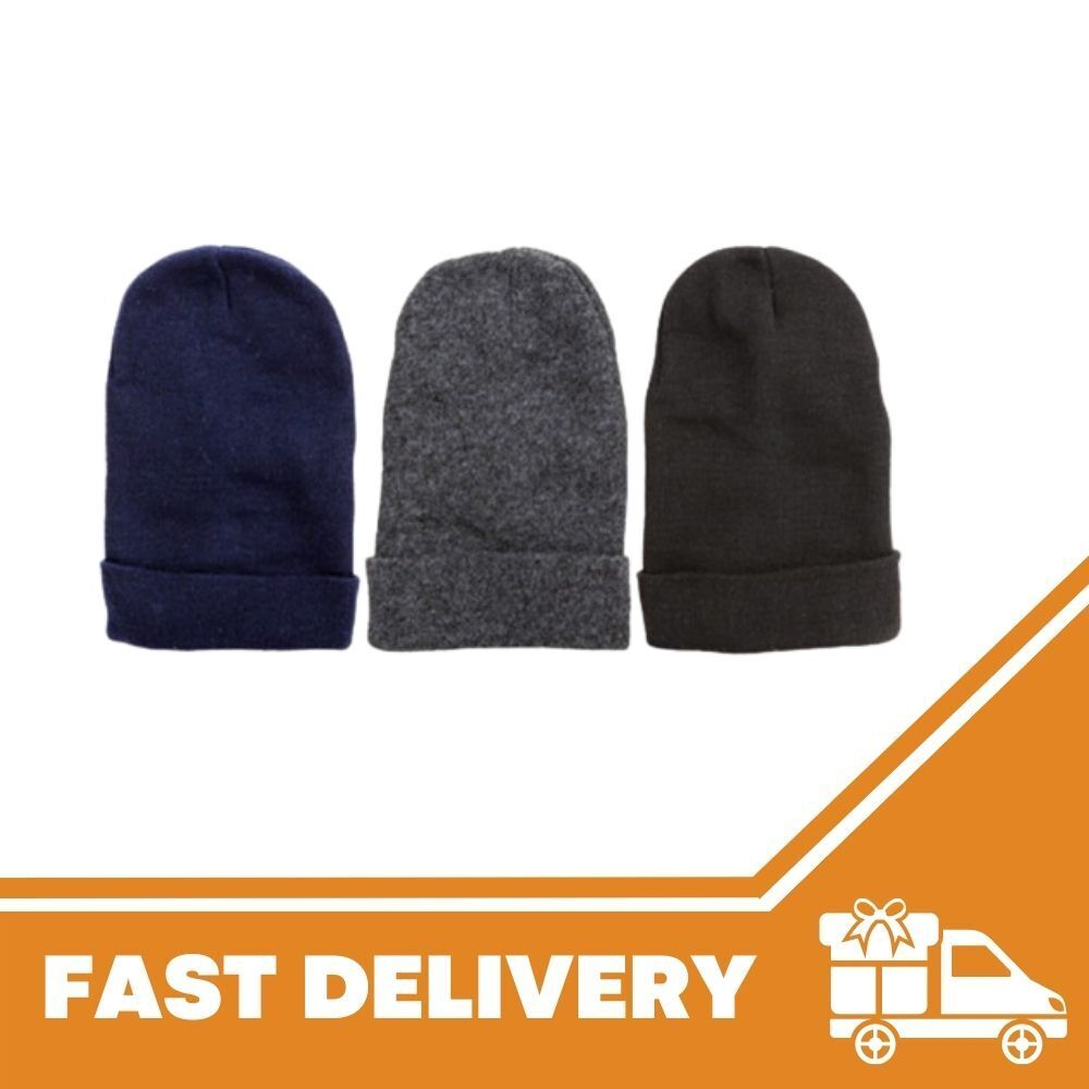 Mens Ladies Knitted Woolly Slouch Beanie Hat Winter Cap Unisex Adults Skateboard