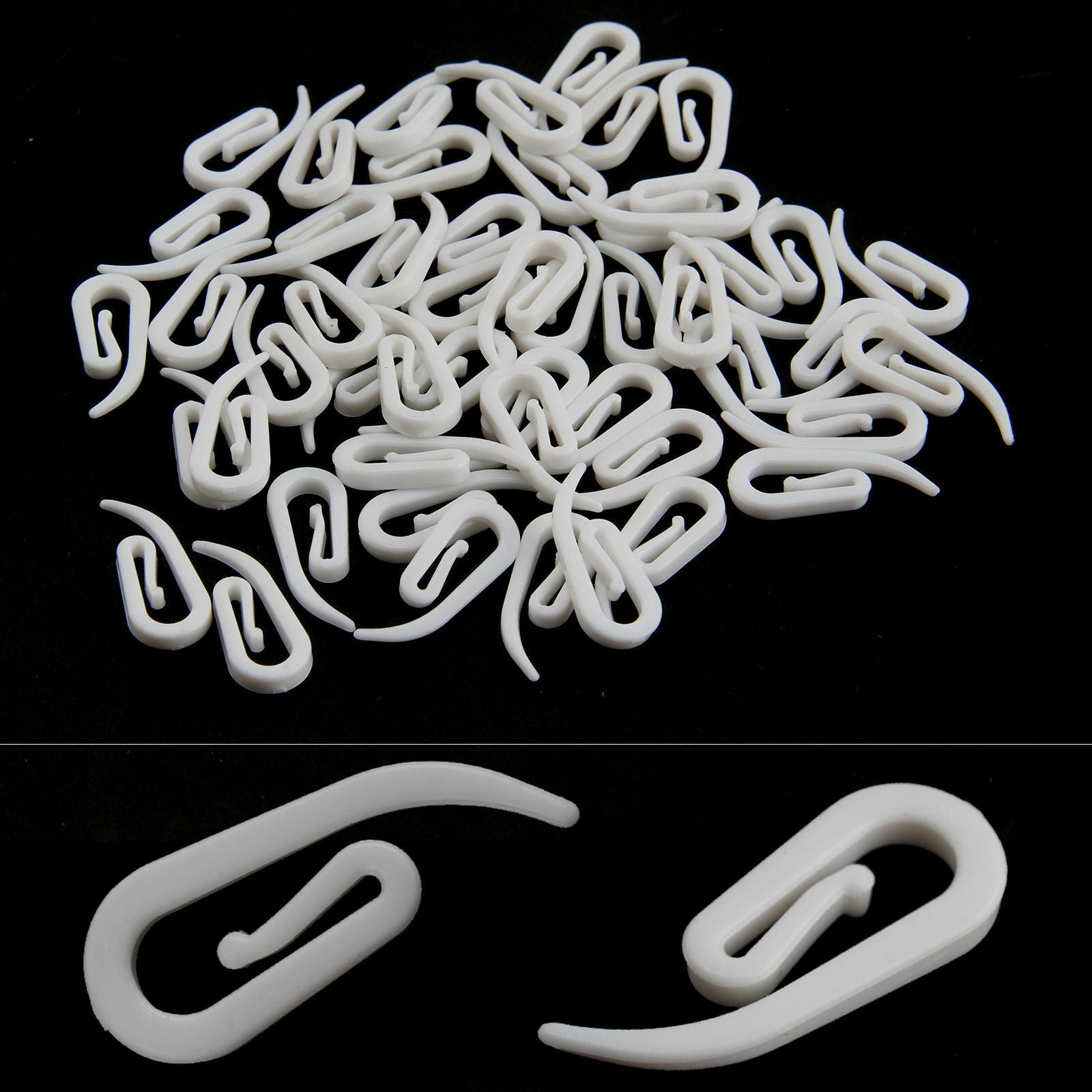 100 X Practical Curtain Hooks For Curtains White Plastic Nylon