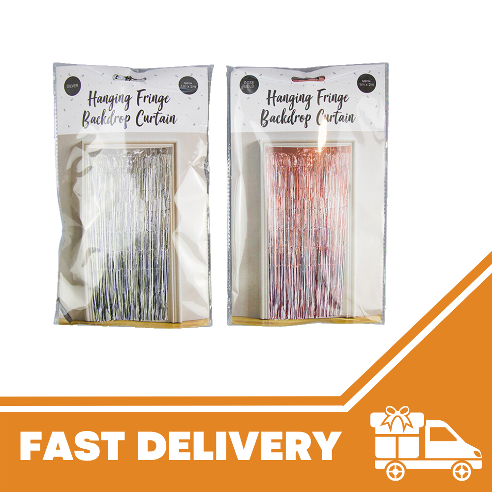 2M Foil Fringe Tinsel Shimmer Curtain Door Wedding Birthday Party Backdrop Decor - ZYBUX