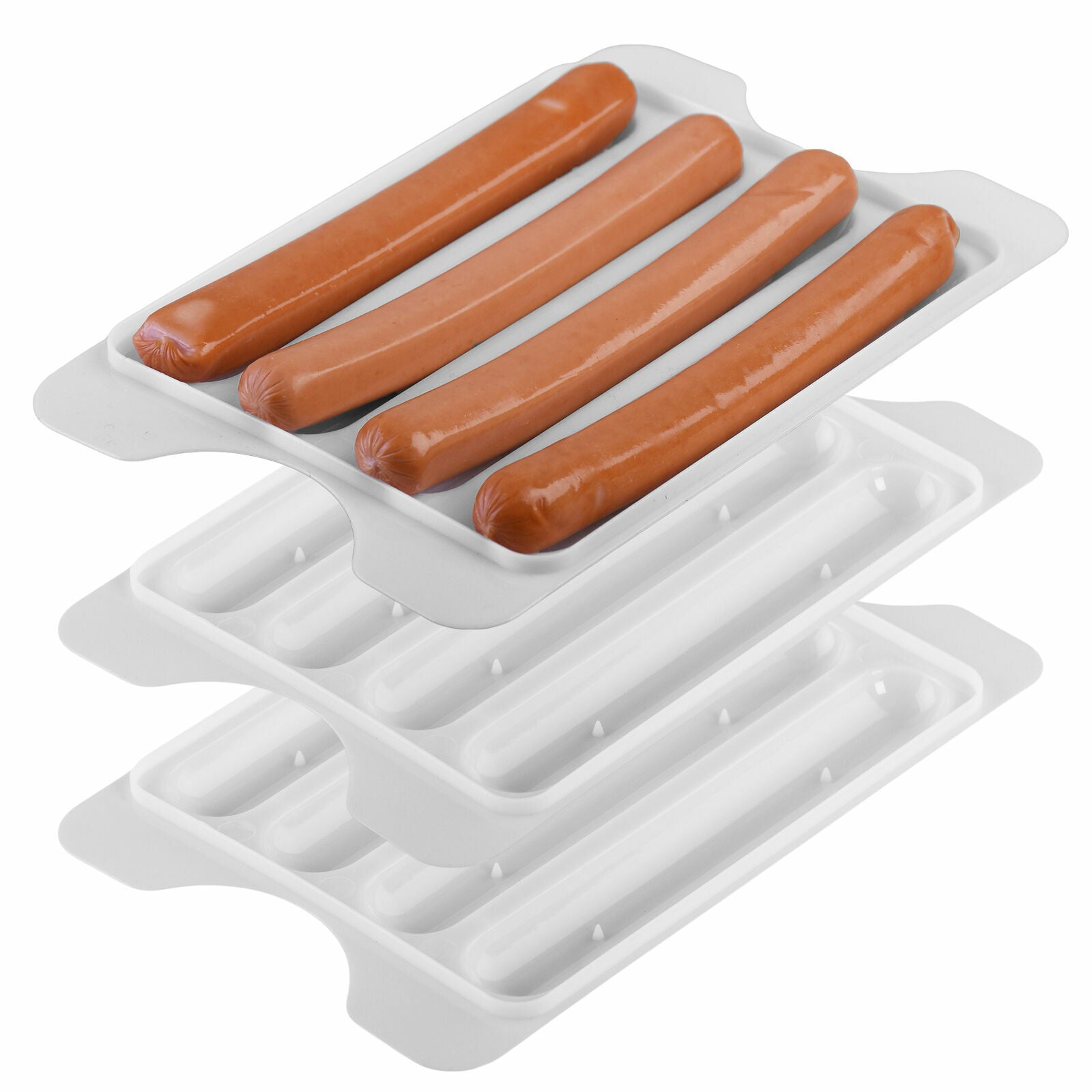 Microwave SAUSAGE Maker HOT DOG TRAYS Microwavable Dish Breakfast Easy Set of 3 - ZYBUX