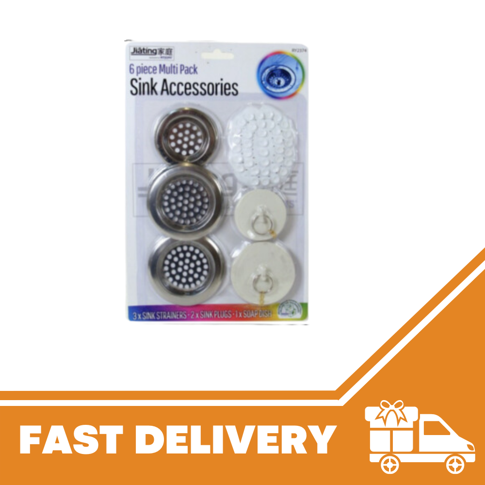 6 Pcs Sink Accessories Set Includes Strainers, Plugs & Soap Dish