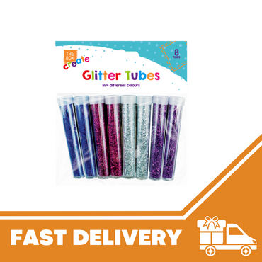 8x Glitter Tubes Assorted Colours tubes Kids Art Craft Card Making Sparkle Pots - ZYBUX