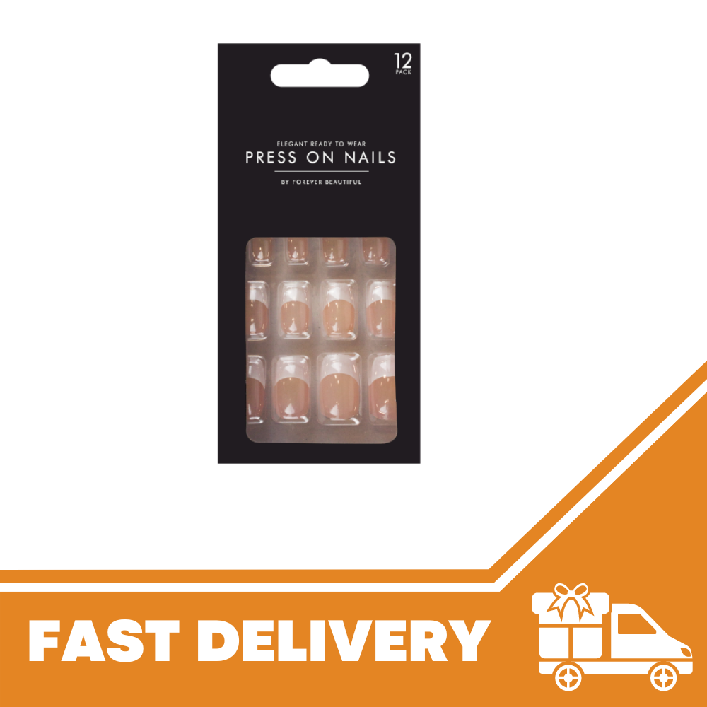 12x Press-On False Nails Set - French Beauty Manicure