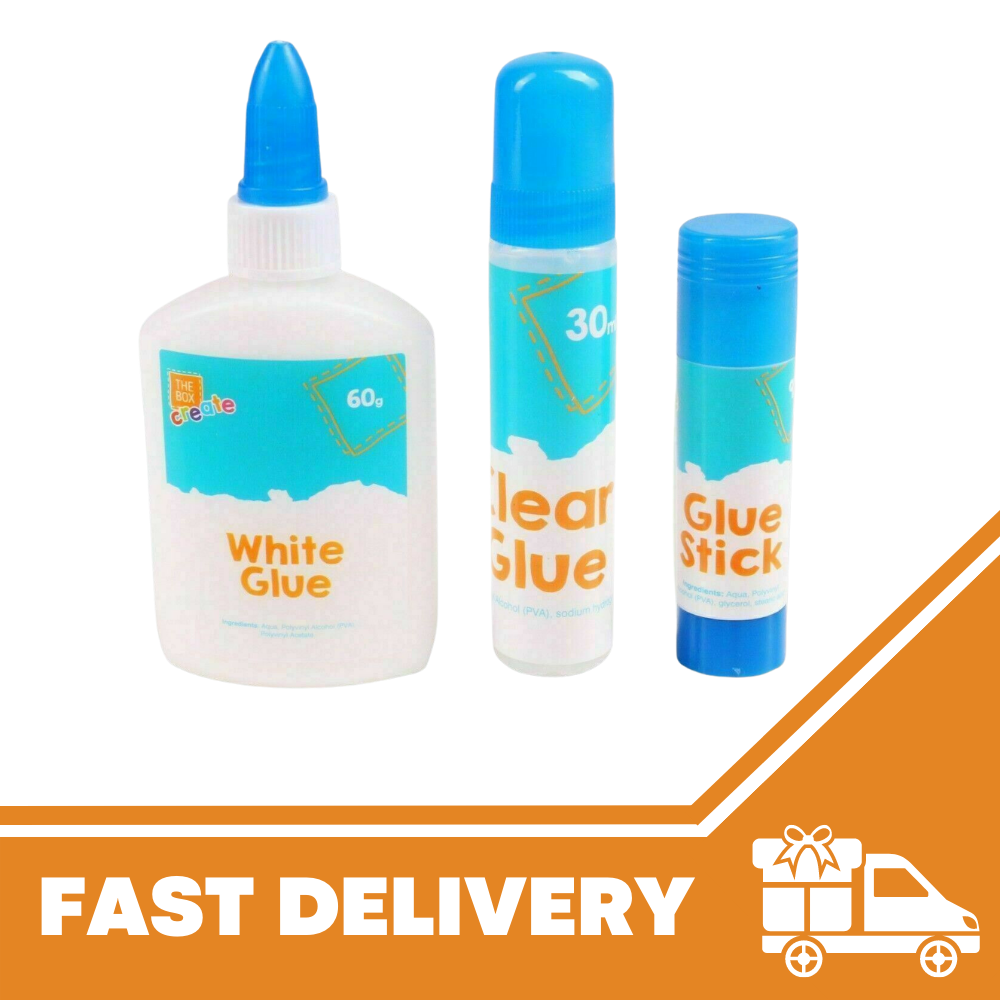 3Pc Glue Set Adhesive White Clear Stick Card Craft Paper Book School Office Home - ZYBUX