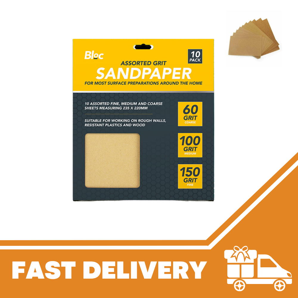 10 Sandpaper Sheets Mixed Grit Fine Medium Coarse Sand Paper Paint