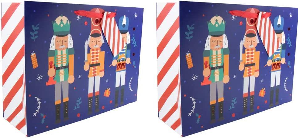 2 Pack Medium Christmas Gift Bags - Santa Present Sacks with Tags