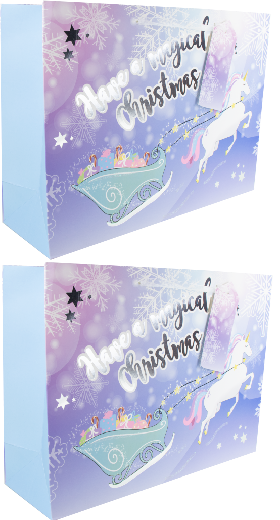 2 Pack Medium Christmas Gift Bags - Santa Present Sacks with Tags