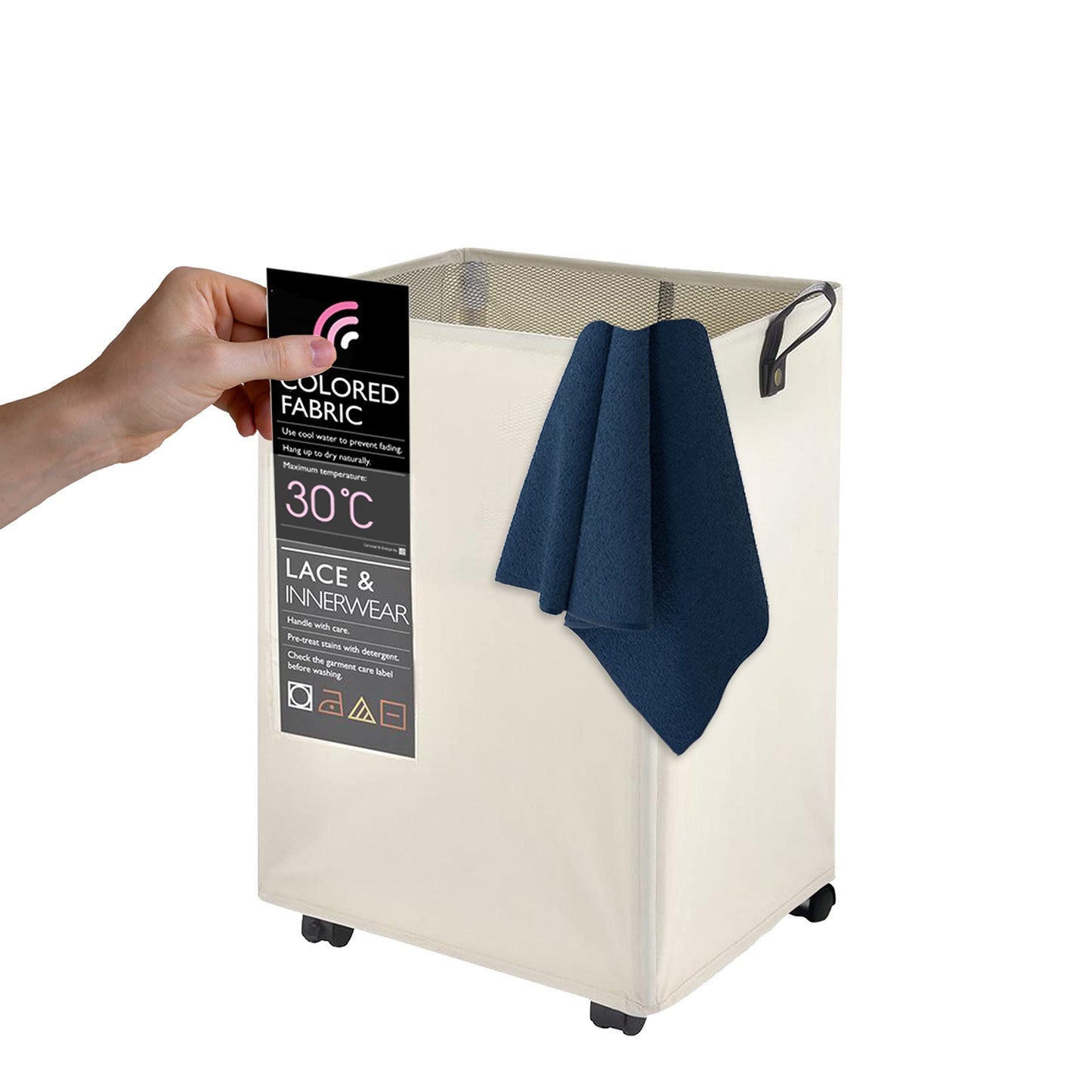 Laundry Basket Collapsible Fabric Hamper Wheelie COMPACT Clothes Bag Washing Bin