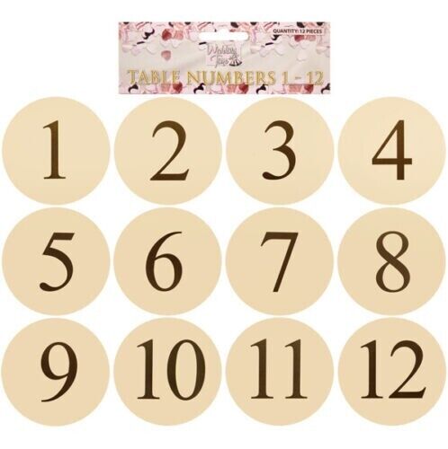 1-12 Table Number Cards Wedding Event Party Top Table Card Seating Plan Numbers - ZYBUX