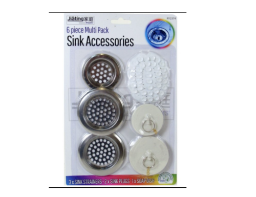 6 Pcs Sink Accessories Set Includes Strainers, Plugs & Soap Dish