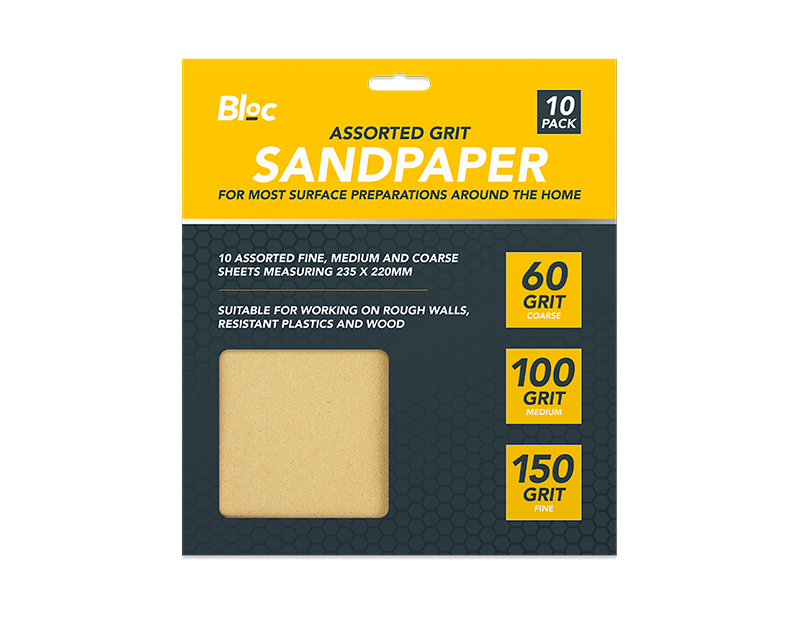 10 Sandpaper Sheets Mixed Grit Fine Medium Coarse Sand Paper Paint