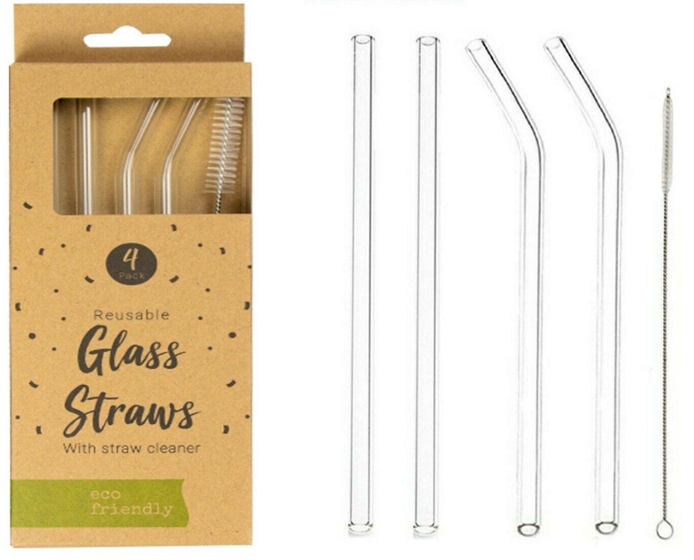 4x Reusable Glass Straws For Party Use - ZYBUX