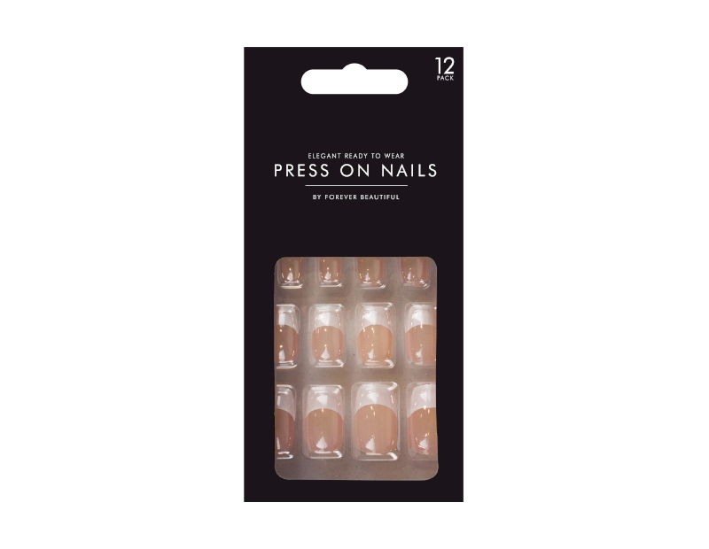 12x Press-On False Nails Set - French Beauty Manicure