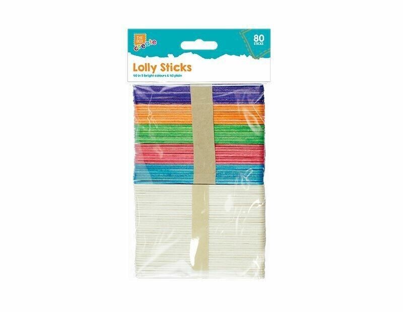 80 Pack Ice Lolly Lollipop Sticks Coloured Lollies Natural Wooden Craft 120x10mm - ZYBUX