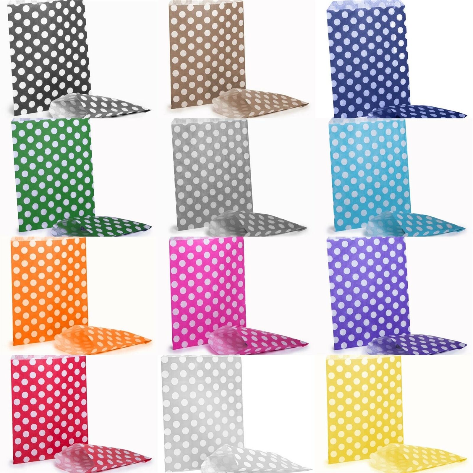 50x Polka Dot Candy Paper Wedding Favour Bags - ZYBUX