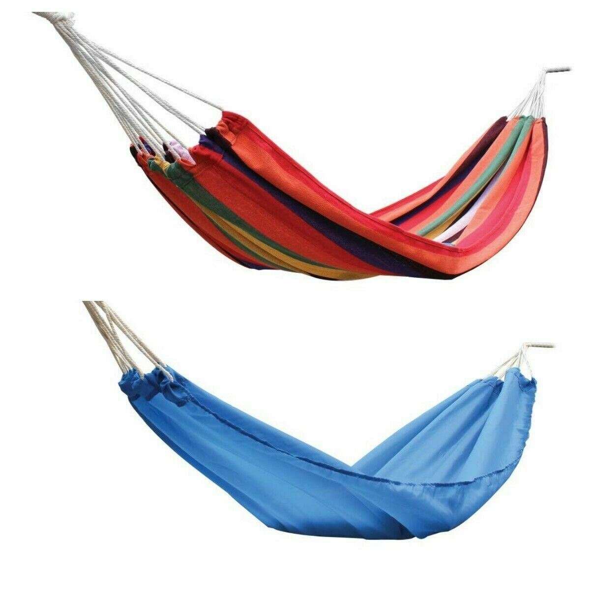 Garden Hammock Camping Cotton Fabric Outdoor Travel Swing Lightweight Hang Bed - ZYBUX