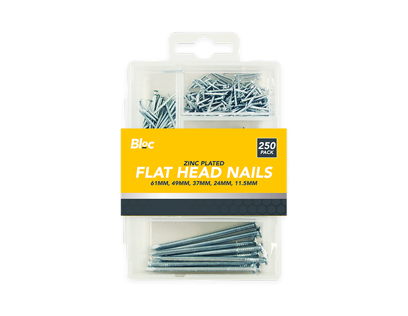 250 Pcs Assorted Flat Head Nails For DIY Wood Carpentry - ZYBUX