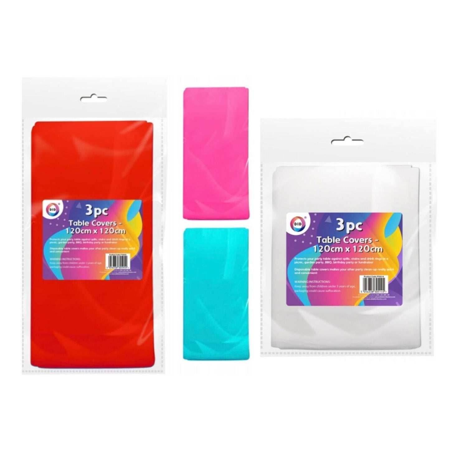 3 Pack Disposable Plastic Table Covers For Easy Cleaning