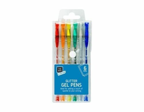 Glitter Gel Pen Set Kids Adults Colouring Book Pens Art Craft Stationary 6 Pack - ZYBUX
