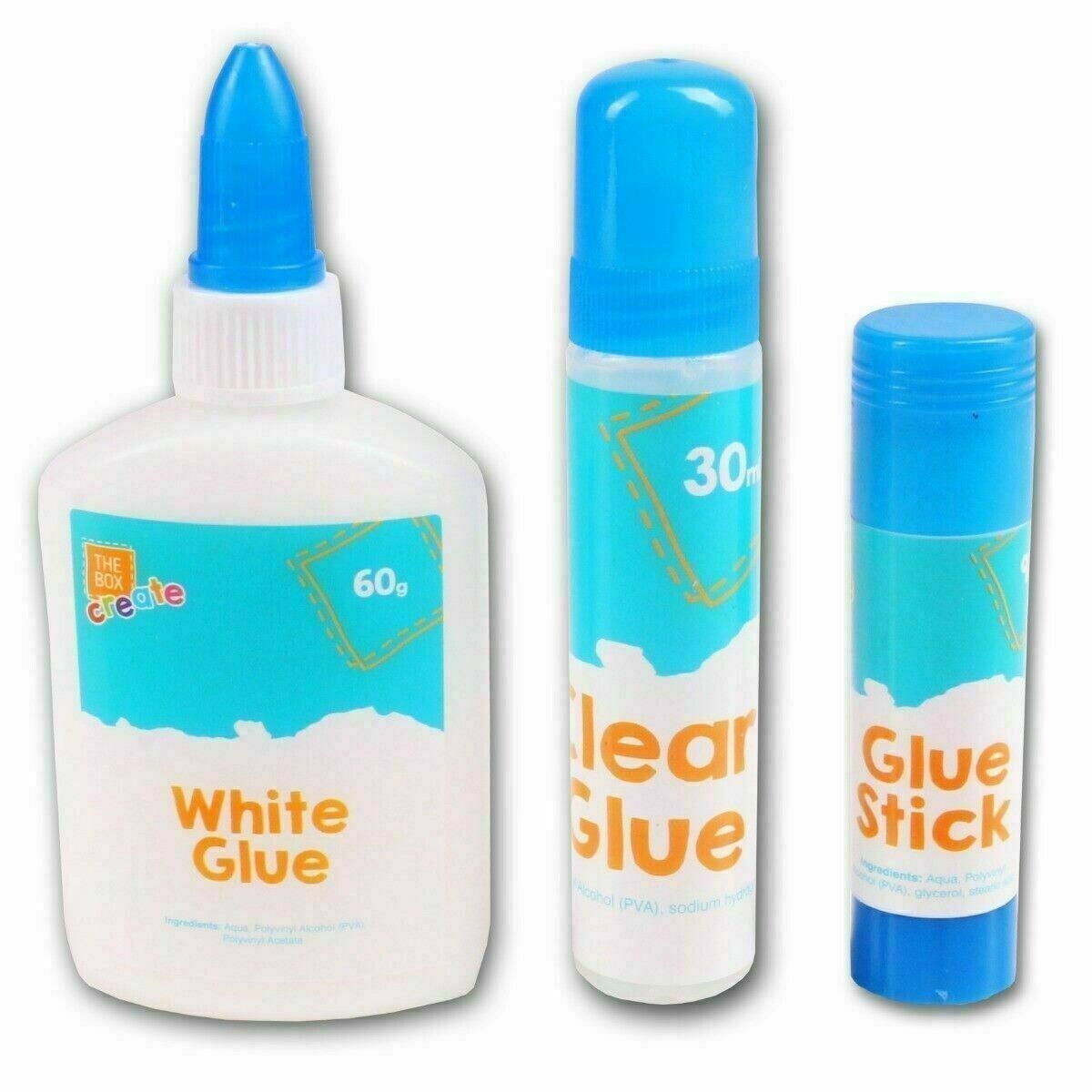 3Pc Glue Set Adhesive White Clear Stick Card Craft Paper Book School Office Home - ZYBUX
