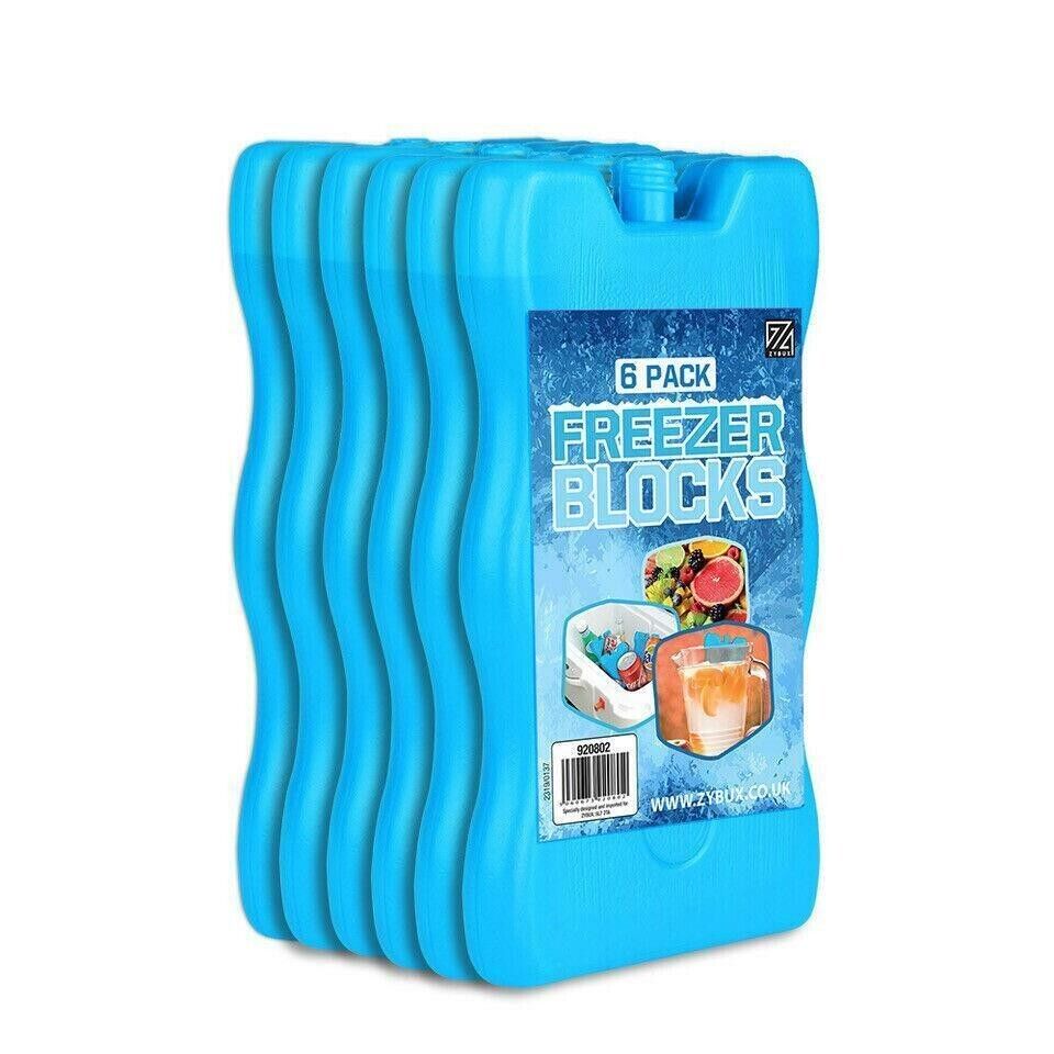 6x Freezer Block Reusable Ice Packs For Lunch Bag, Travel, Picnic