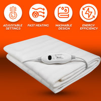 Electric Blanket With 3 Heat Settings, Heated Blanket, Double 120 X 107CM