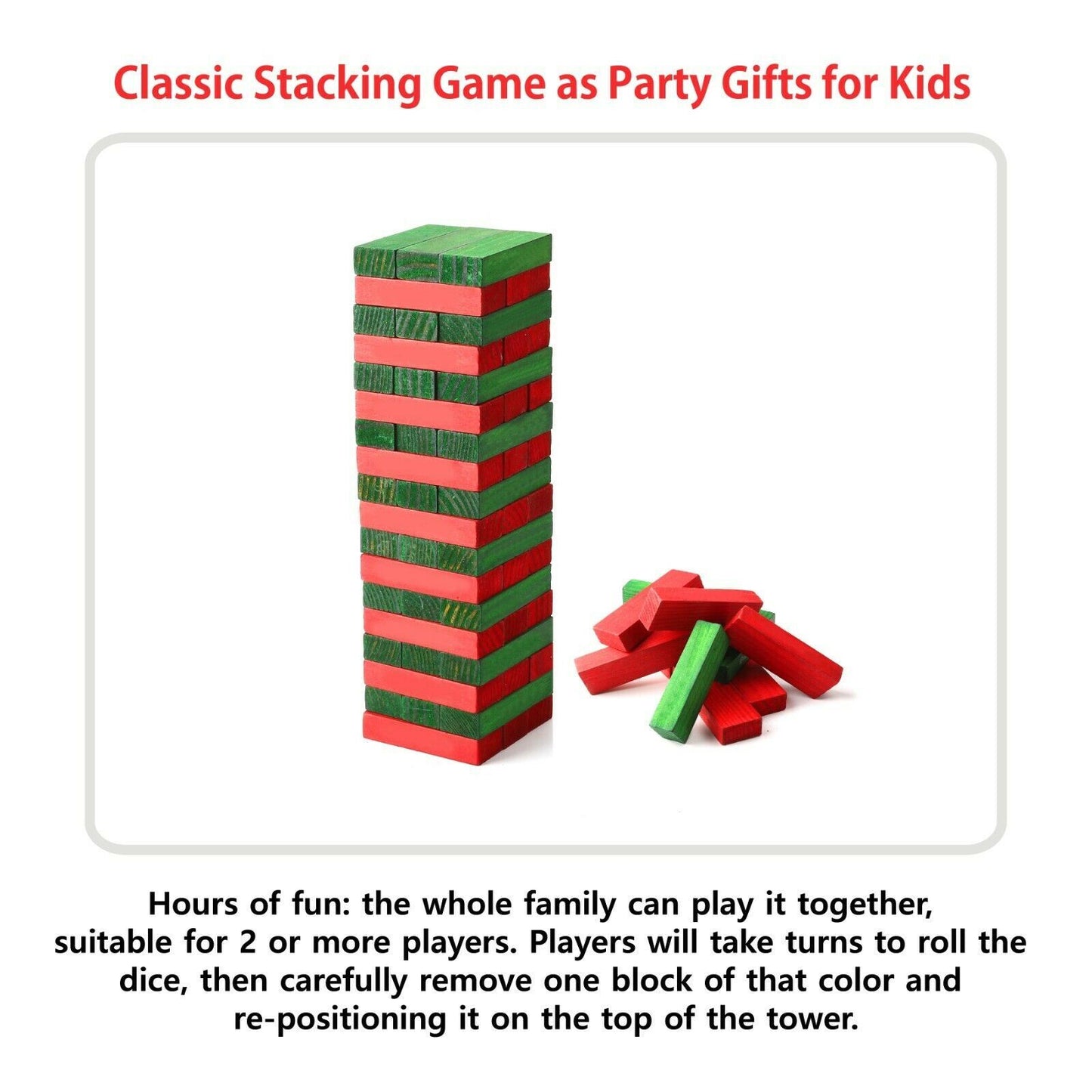 GIANT CHRISTMAS FESTIVE TUMBLING TOWER Wooden Stacking Game Family Board Kids UK