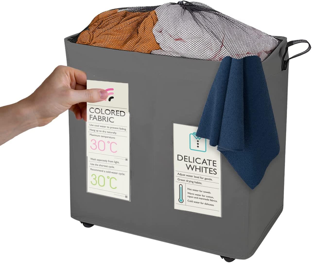 Laundry Basket Collapsible Fabric Hamper Wheelie COMPACT Clothes Bag Washing Bin