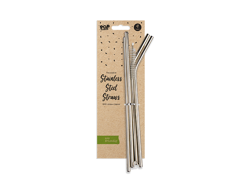 23 cm Silver Drinking Straws Stainless Steel Reusable